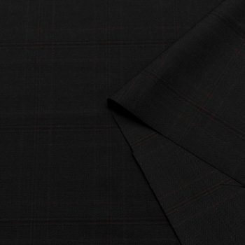 Шерсть костюмная стрейч в бордовую клетку, темно-коричневый (012193)