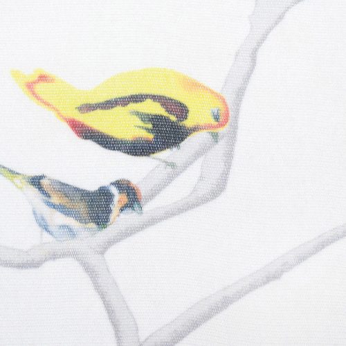 Сетка эластичная с акварельным принтом, птицы на белом (012175)