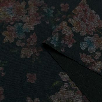 Трикотаж джерси вискозный, сумрачные цветы на черном (012233)