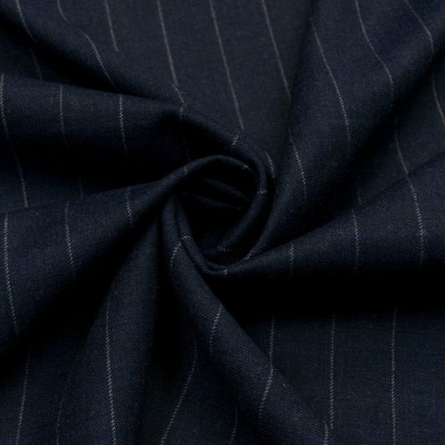 Шерсть костюмная стрейч с вискозой, темно-синий в полоску (012243)