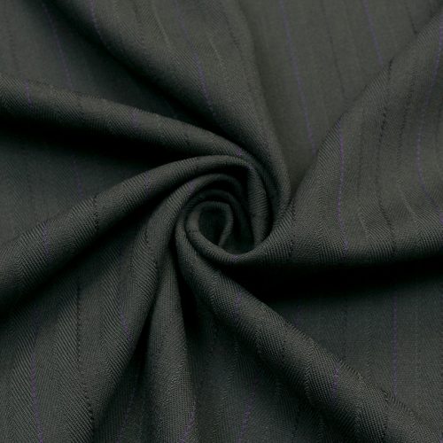 Шерсть костюмная стрейч с вискозой, фиолетовая полоска на сером (012245)