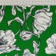 Сатин вискозный жаккард, молочные цветы на зеленом (012268)