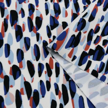 Ткань кади стрейч именная, красно-синие абстракции (012278)