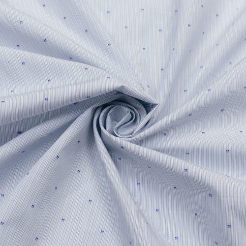Поплин хлопковый в полоску с вышивкой, цвет голубой (012286)