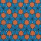 Креп шерстяной стрейч с ретро-узором, оранжево-синий (012288)