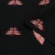 Шерсть костюмная именная с вышивкой, бабочки на черном (012290)