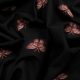 Шерсть костюмная именная с вышивкой, бабочки на черном (012290)