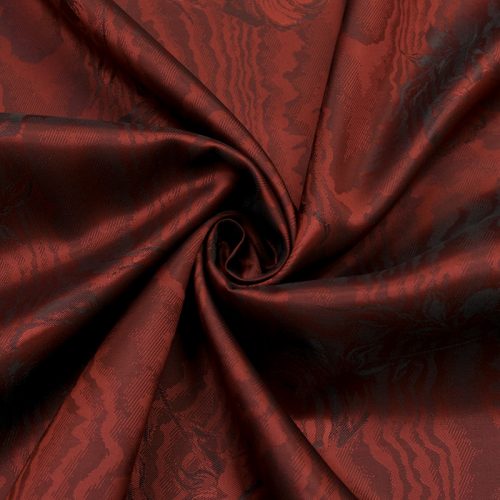 Подкладка вискозная жаккард-шанжан, розы на темно-красном (012348)