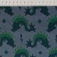 Жаккард шелковый с рисунком «китайский дракон», зеленый на сером (012354)