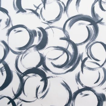 Поплин стрейч с круговыми абстракциями, серый-белый (012380)