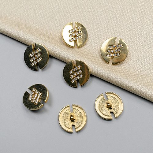 Пуговицы металлические, золото со стразами, 25 мм (012423)