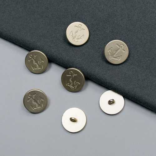 Пуговицы металлические, якорь матовое золото, 20 мм (012470)