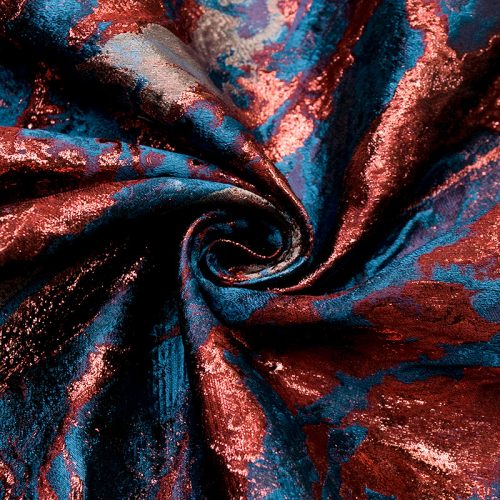 Жаккард матлассе с шелком, вулканический красно-синий (012549)