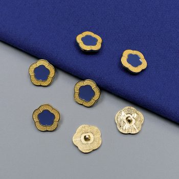 Пуговицы пластиковые, синий с золотом, 20 мм (012558)