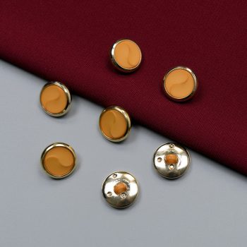 Пуговицы пластиковые, оранжевый с золотом, 19 мм (012575)