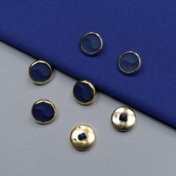 Пуговицы пластиковые, т.синий с золотом, 19 мм (012577)