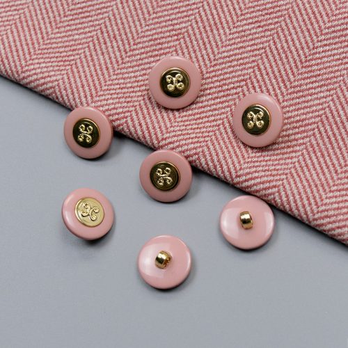 Пуговицы пластиковые, розовый с золотым шнуром, 18 мм (012578)