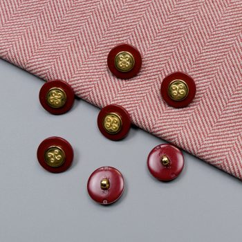 Пуговицы пластиковые, бордо с золотым шнуром, 20 мм (012583)