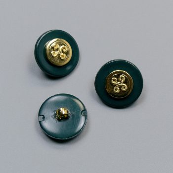 Пуговицы пластиковые, изумруд с золотым шнуром, 20 мм (012584)