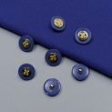 Пуговицы пластиковые, синий с золотым шнуром, 20 мм (012585)
