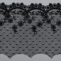 Кружево вышитое на сетке с мушками, 25 см, цвет черный (012627)