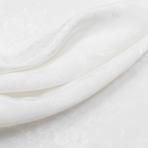 Купра плательная жаккард, цветы на белом (012639)
