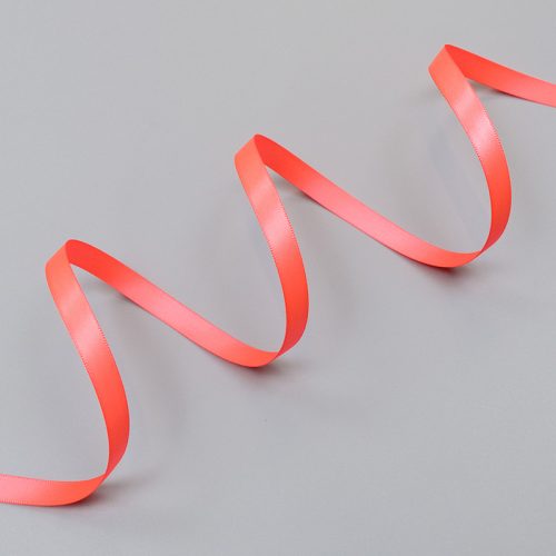 Лента атласная, розовый неон - neon orange, 9 мм, Corseteria (012713)