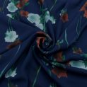 Жоржет вискозный с цветами-вертикалями, темно-синий (012771)
