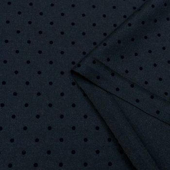 Сукно шерстяное горошек-флок, синий на темно-сером (012792)