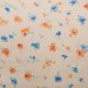 Твил вискозный плательный, бежевый в оранжево-синий цветочек (012827)