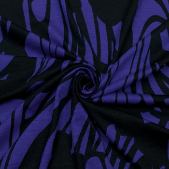 Трикотаж вискозный с водяными цветами, синий-черный (012900)