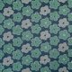 Футер-петля в ретро-цветочек, зеленый на синем (012934)