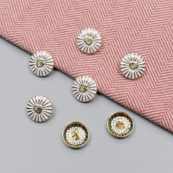 Пуговицы металлические, цветок, золото - розовый, 25 мм (013016)