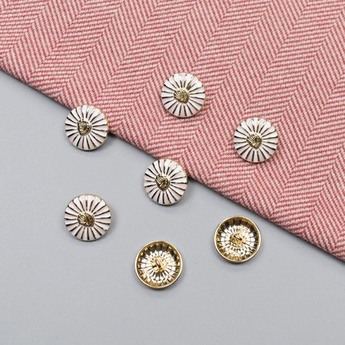 Пуговицы металлические, цветок, золото - розовый, 20 мм (013017)
