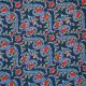 Трикотаж вискозный принтованный, алые цветы на синем (013165)