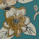 Крепдешин шелковый с бежевыми цветами на темной бирюзе (013166)