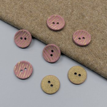 Пуговицы пластиковые, розовый - золотой штрих, 22 мм (013190)
