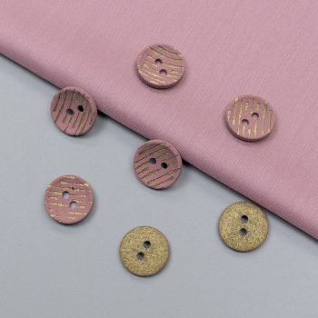 Пуговицы пластиковые, розовый - золотой штрих, 15 мм (013191)