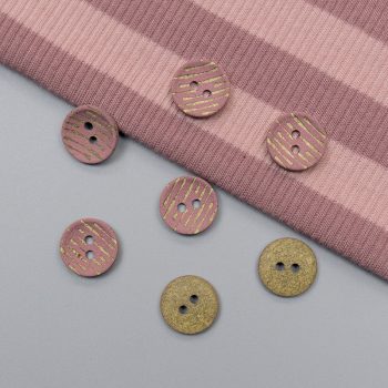 Пуговицы пластиковые, розовый - золотой штрих, 15 мм (013191)