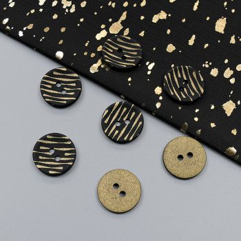 Пуговицы пластиковые, черный - золотой штрих, 22 мм (013192)