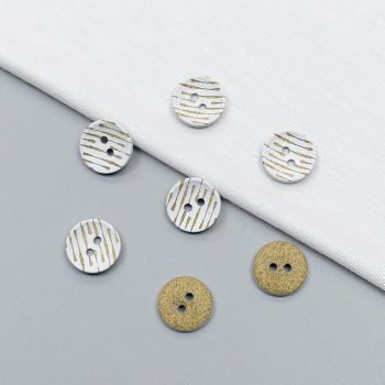 Пуговицы пластиковые, белый - золотой штрих, 15 мм (013195)