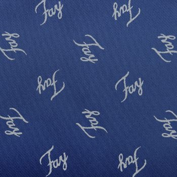 Подкладка вискозная с лого-узором, белый на синем (013312)