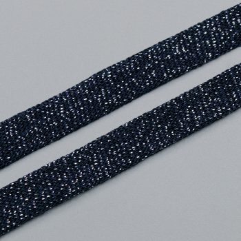 Тесьма трикотажная с люрексом, темно-синий с серебром, 10 мм (013500)