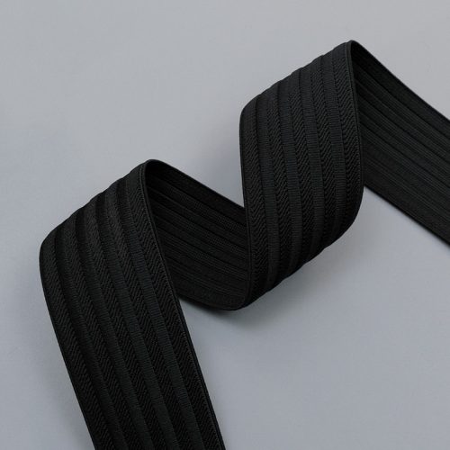 Резинка для пояса, черный с атласными полосками, 50 мм (013514)