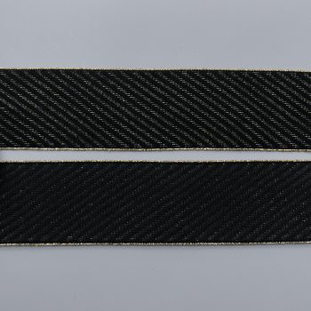 Резинка для пояса, черная диагональ с золотым люрексом, 45 мм (013518)