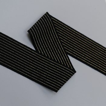 Резинка для пояса шерстяная, черный с золотым люрексом, 50 мм (013520)