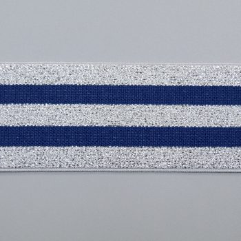 Резинка для пояса, синий с люрексом, полосы, 40 мм (013523)