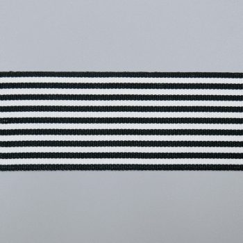 Тесьма репсовая, черно-белый в полоску, 44 мм (013528)