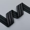 Резинка для пояса, черный люрекс, полосы, 38 мм (013533)