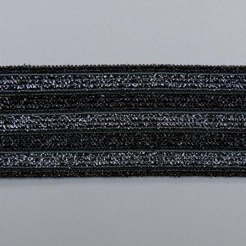Резинка для пояса, черный люрекс, полосы, 38 мм (013533)